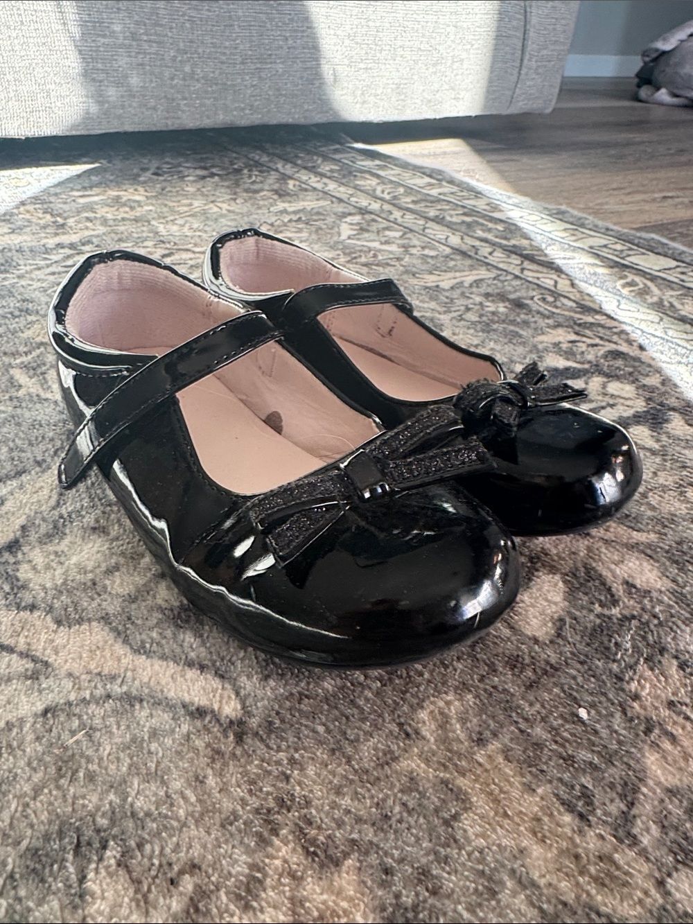 Girls Nina Black Patent Mary Jane Dress Shoes with Bow